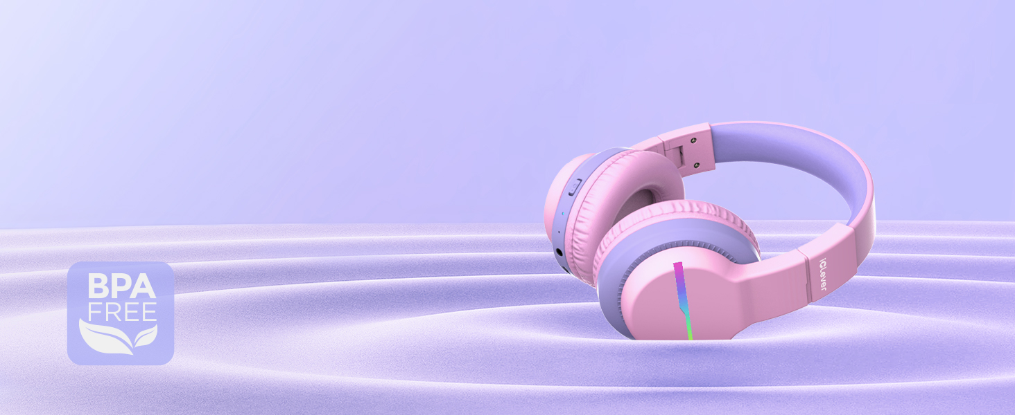 iClever Бездротові навушники для дітей з LED-підсвіткою, Over-Ear, Bluetooth 5.2, мікрофон, рожеві