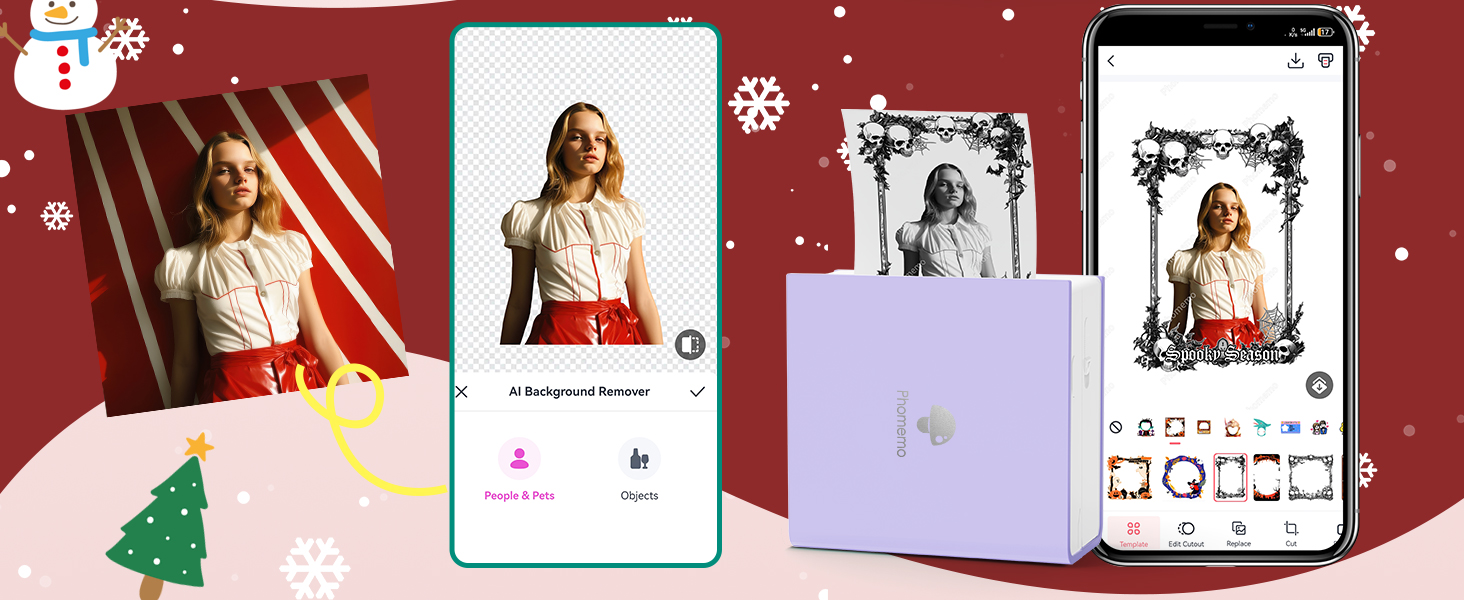 Phomemo Mini Drucker: Портативний термальний фотодрук, USB, сумісний з Android/iOS, для щоденників, навчання, DIY, зелений, M02, з рулоном паперу