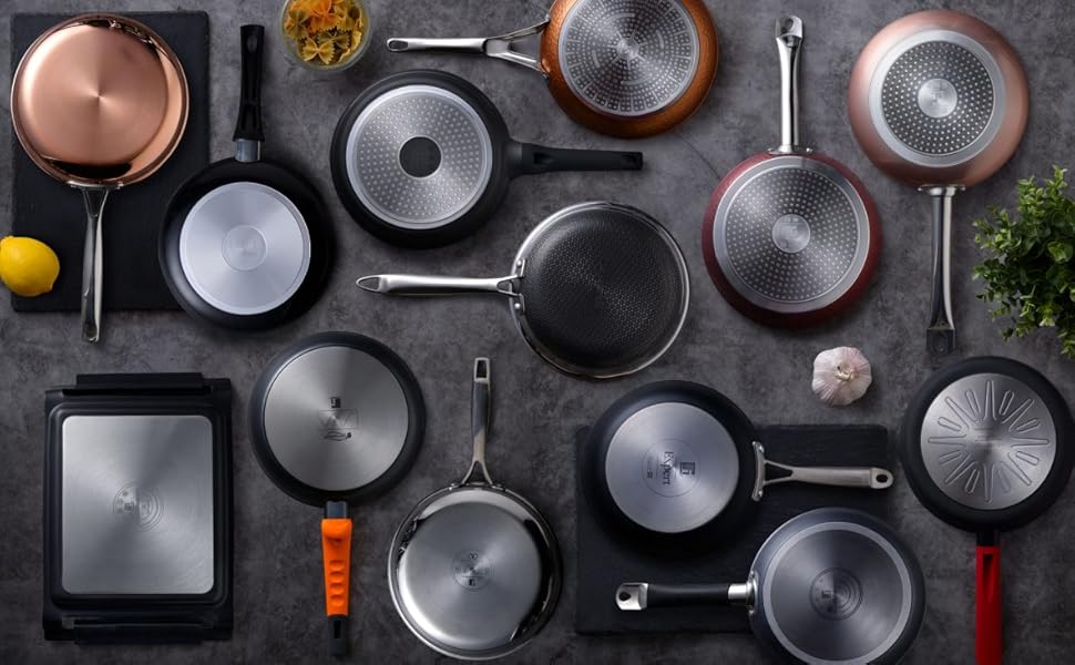 Набір кухонних сковорідок Bergner Loja Reeco (3 шт. 18-22-26 см) + лопатка з алюмінію, індукційне дно, чорний