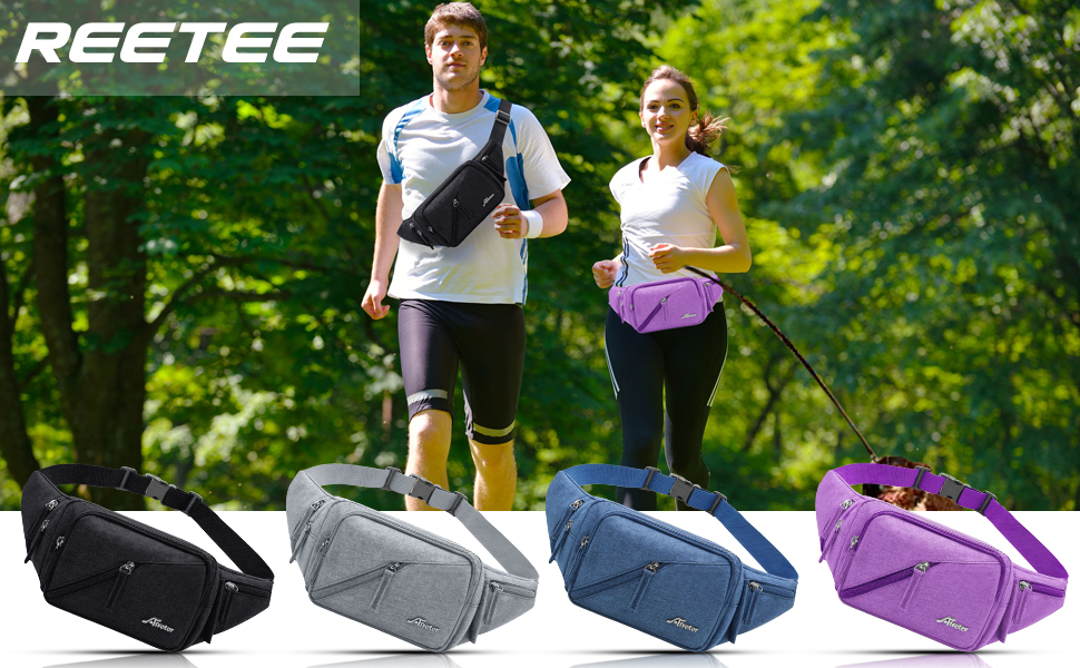Чоловіча та жіноча поясна сумка на пояс, водонепроникна, з тримачем для пляшки, для туризму, прогулянок з собакою, активного відпочинку (Чорний)
