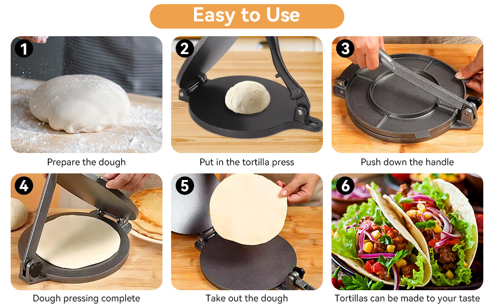 Пресс для тортилій Cyrank, ручний ротатор для роти, прес для тако, ксадила, тортилій, з алюмінієвого сплаву, 16 см, чорний