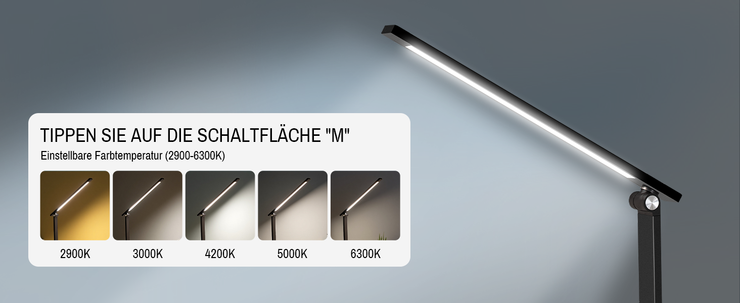 LED лампа настільна Eraylife: бездротова, 800LM, 2600mAh, 5 кольорів, 5 рівнів яскравості, диммування, для дітей, офісу, з USB, чорна