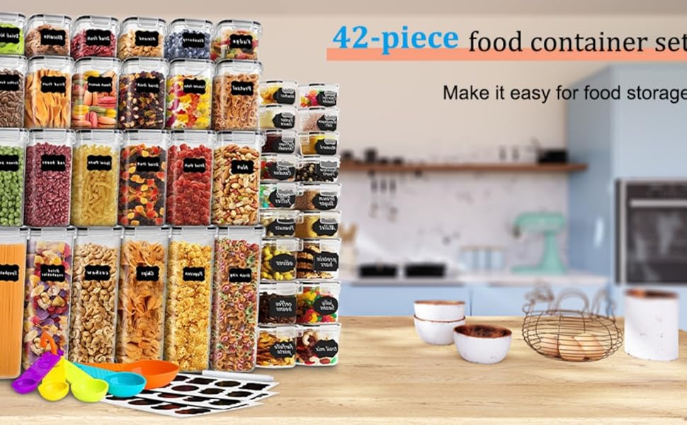 42 контейнери для зберігання продуктів Stusgo: прозорі, з кришкою, для круп, цукру та борошна