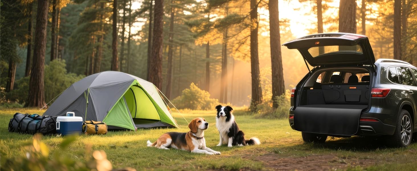 Захист для багажника автомобіля Alfheim для собак - водовідштовхуючий та легкий у догляді - універсальний. Чорний килимок для багажника з захистом краю вантажного отвору.