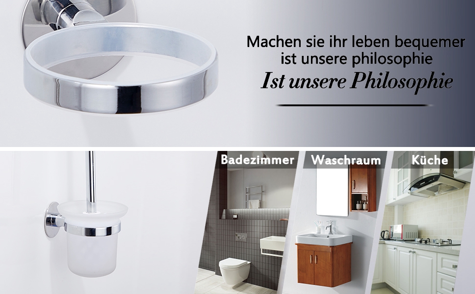 Набір для чищення унітазу GERUIKE з керамічним тримачем (сірий матовий, хром-срібло)