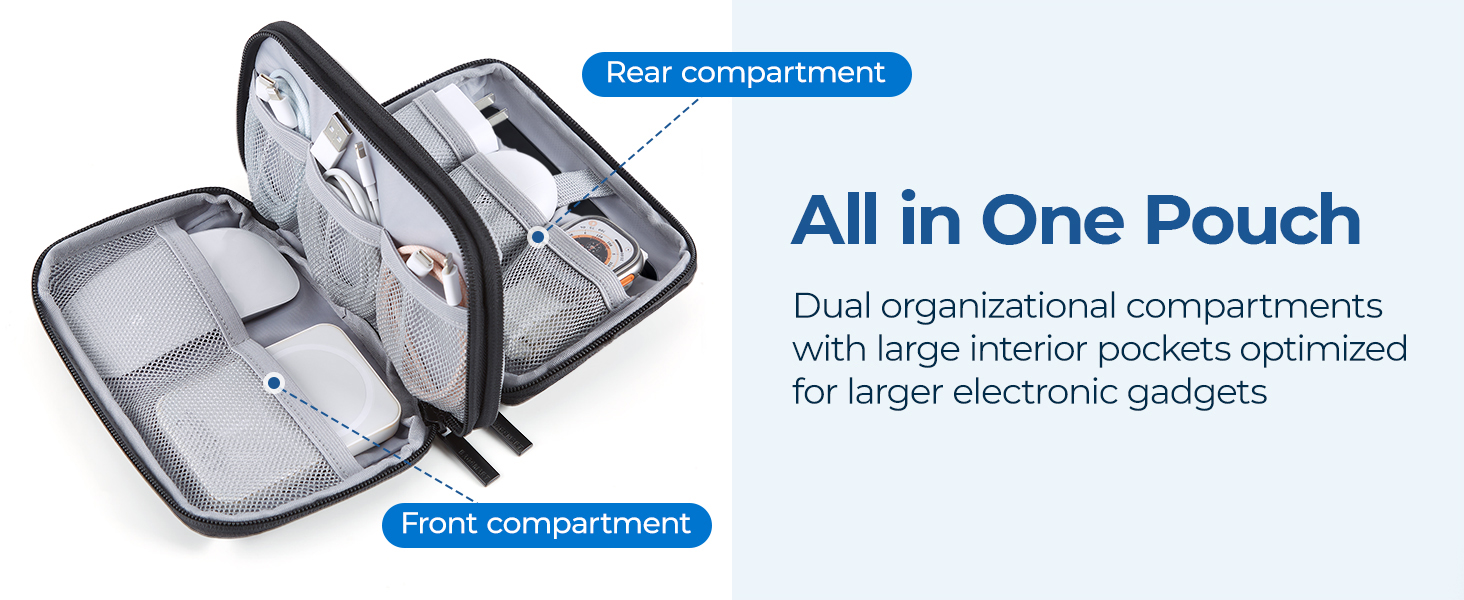 Органайзер для кабелів та електроніки BAGSMART: водонепроникна сумка-органайзер для подорожей, чорний