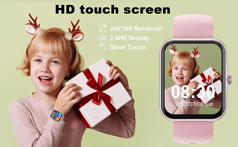 Дитячий розумний годинник Smartwatch Kinder з 1.83 HD сенсорним екраном, фітнес-трекер, водонепроникний (IP68), крокомір, будильник, 37 спортивних режимів, телефон для дітей (Чорний)