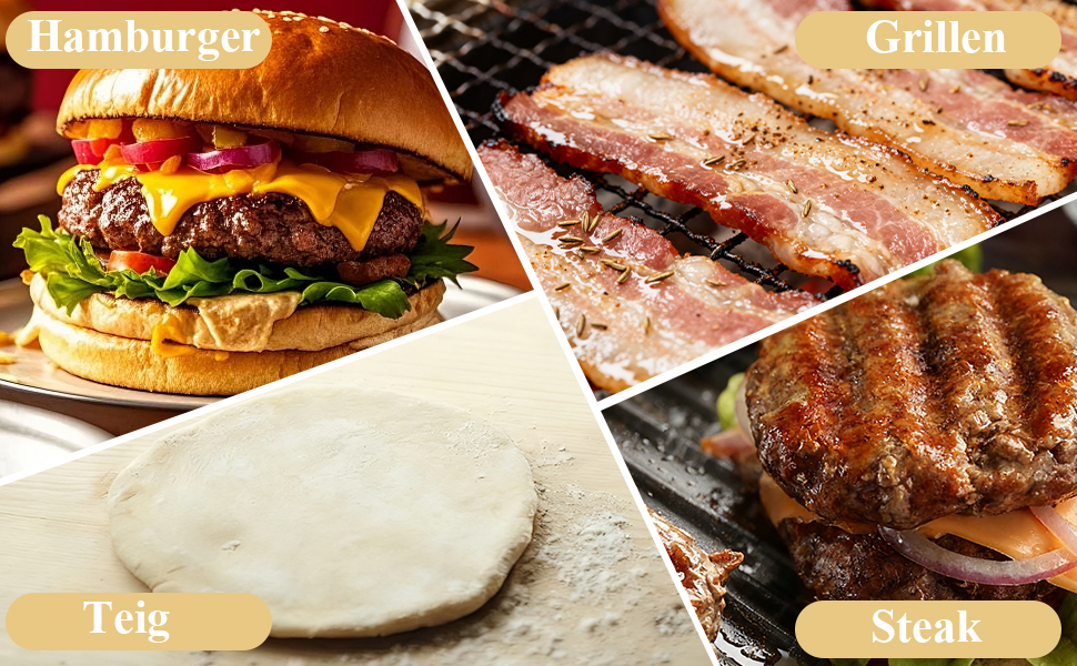 Професійна преса для smash burger CNARIO з нержавіючої сталі 16 см, пристрій для формування котлет з дерев'яною ручкою для гриля та BBQ