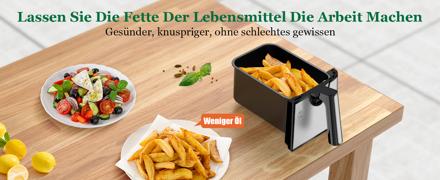 Фритюрниця повітряна з 2 камерами на 9 літрів | Air Fryer з двома відсіками по 4,5 л, 2600 Вт, 8-в-1, сенсорне керування, функція Smart Finish, незалежний контроль температури та часу (срібна)