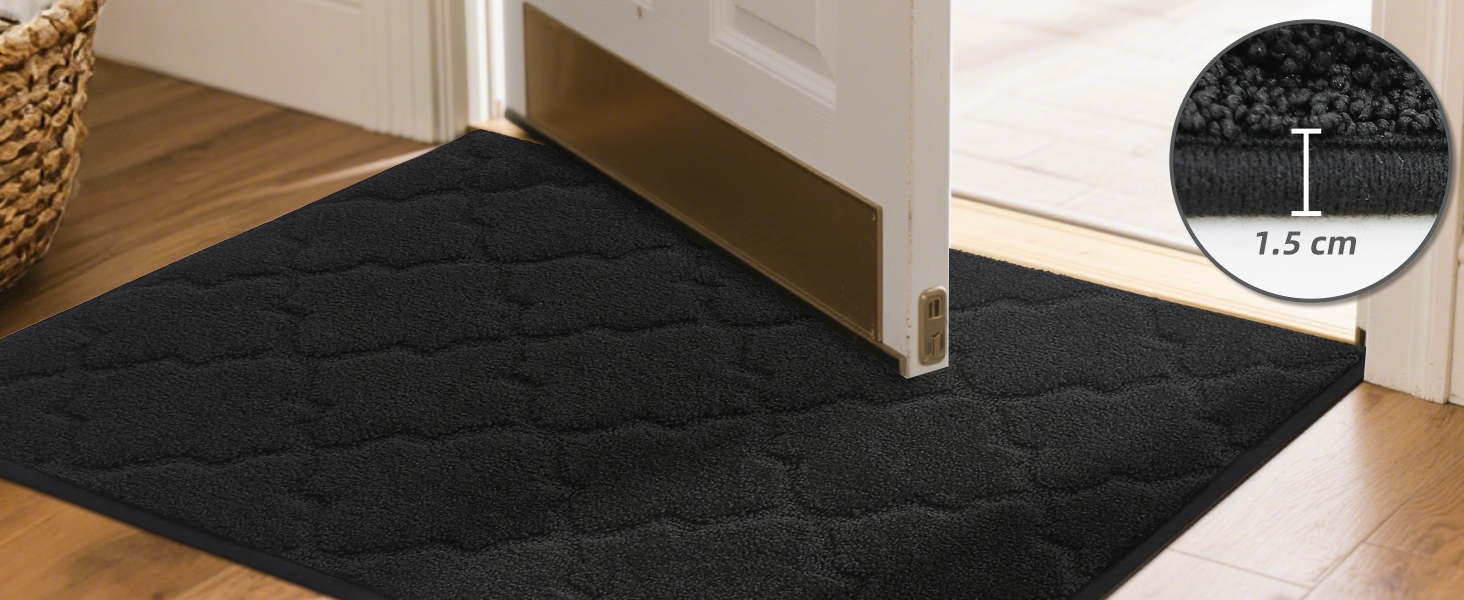 Прихожий килимок COSY HOMEER 50x80 см, чорний, антиковзкий, вологостійкий, для кухні, коридору, вхідних дверей,мийний килимок для собак