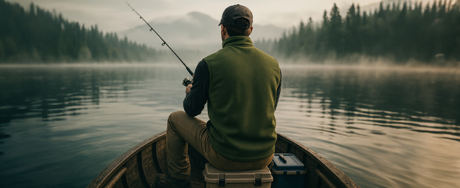 LABCOOL Грівачка жилетка для чоловіків, нагрівальна жилетка з мікрофлісу, 6 зон нагріву, 3 температурні режими, USB живлення з Powerbank 10000mAh, можна прати в пральній машині (Зелений, M)