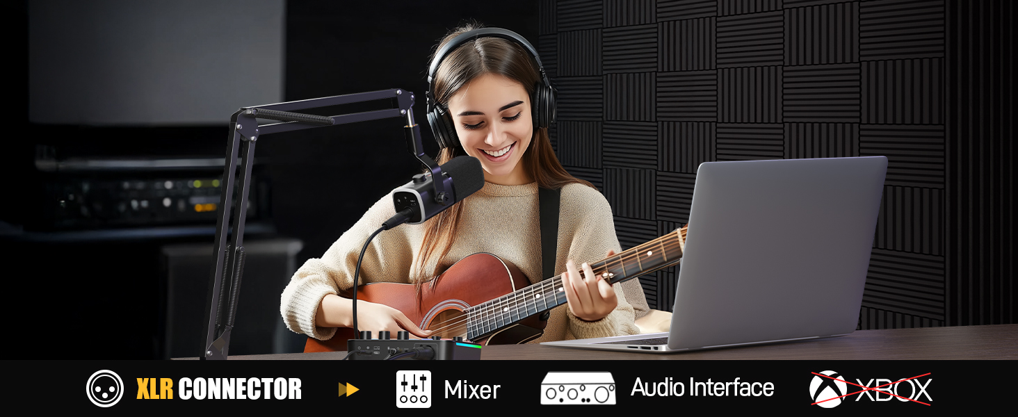 MAONO PD100XS Чорний XLR-USB Мікрофон для Стрімінгу та Запису: Динамічний мікрофон з регулюванням посилення, безшумна кнопка, для подкастів, ігор, YouTube, PS4/5, Mac