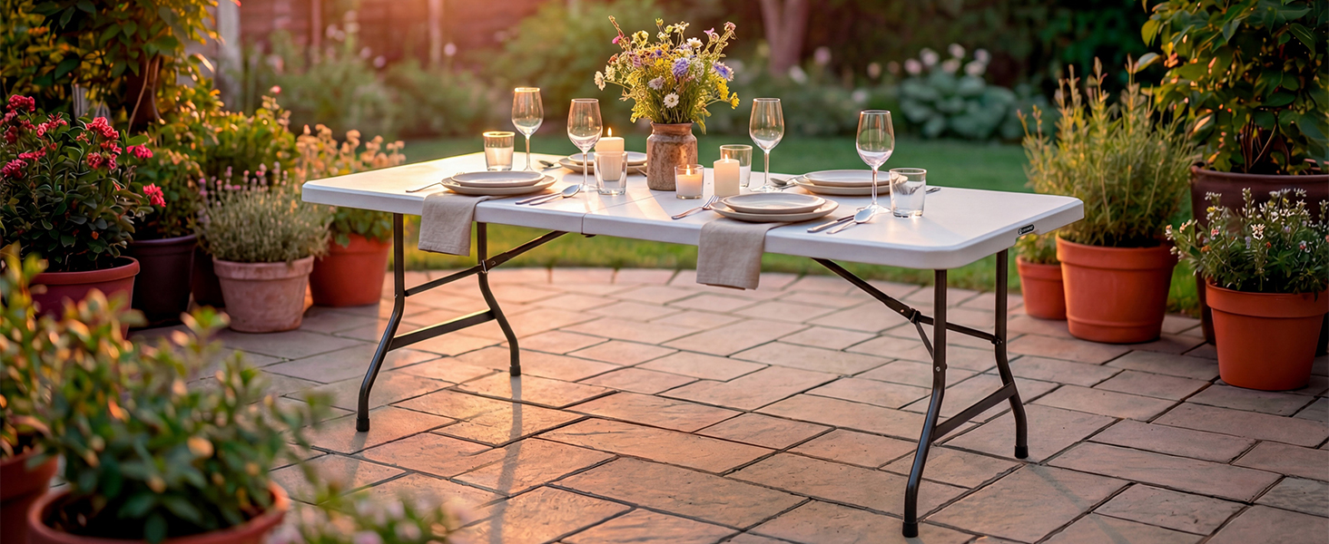Садовий стіл Casaria® 183x76 см, складний, білий - для саду, тераси, кемпінгу
