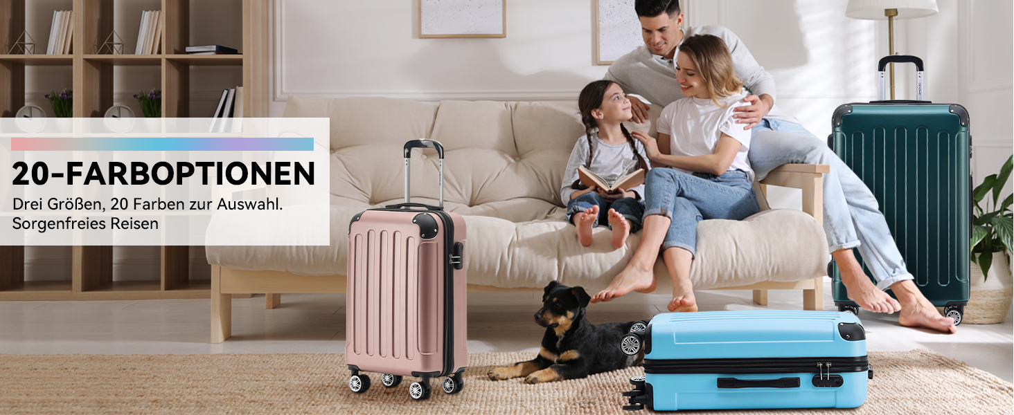 Набір валіз Beibye 2045 з двома колесами, 3 шт., для подорожей, жорсткий корпус, 20 кольорів (темно-зелений)