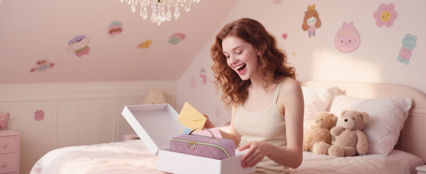 Косметичка для подорожей Wandering Nature для жінок: велика, водонепроникна, з відділенням для пензликів, рожева (патент)