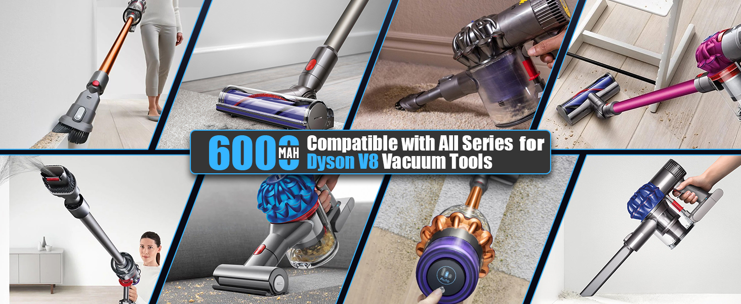 Акумулятор V8 6000mAh Powtree для пилососа Dyson SV10 (2 фільтри + викрутка + 3 шурупи + щітка)