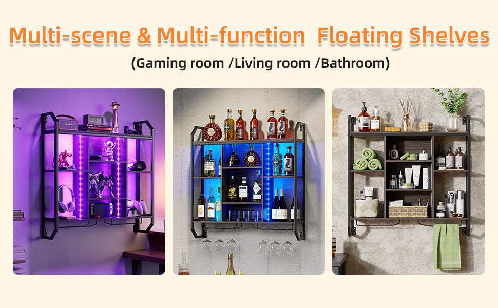 Настінна вітрина для вина з LED-підсвіткою 90x90 см з металу та MDF. Полиці для вин з тримачами для келихів. Регульована полиця для бару, винного підвалу, кухні.