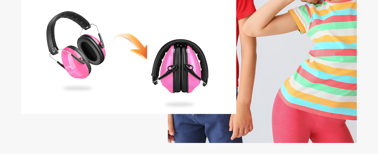 ProCase Навушники захисні дитячі шумоізоляційні, рожеві, для сну, подорожей, 3-12 років, NRR 21dB