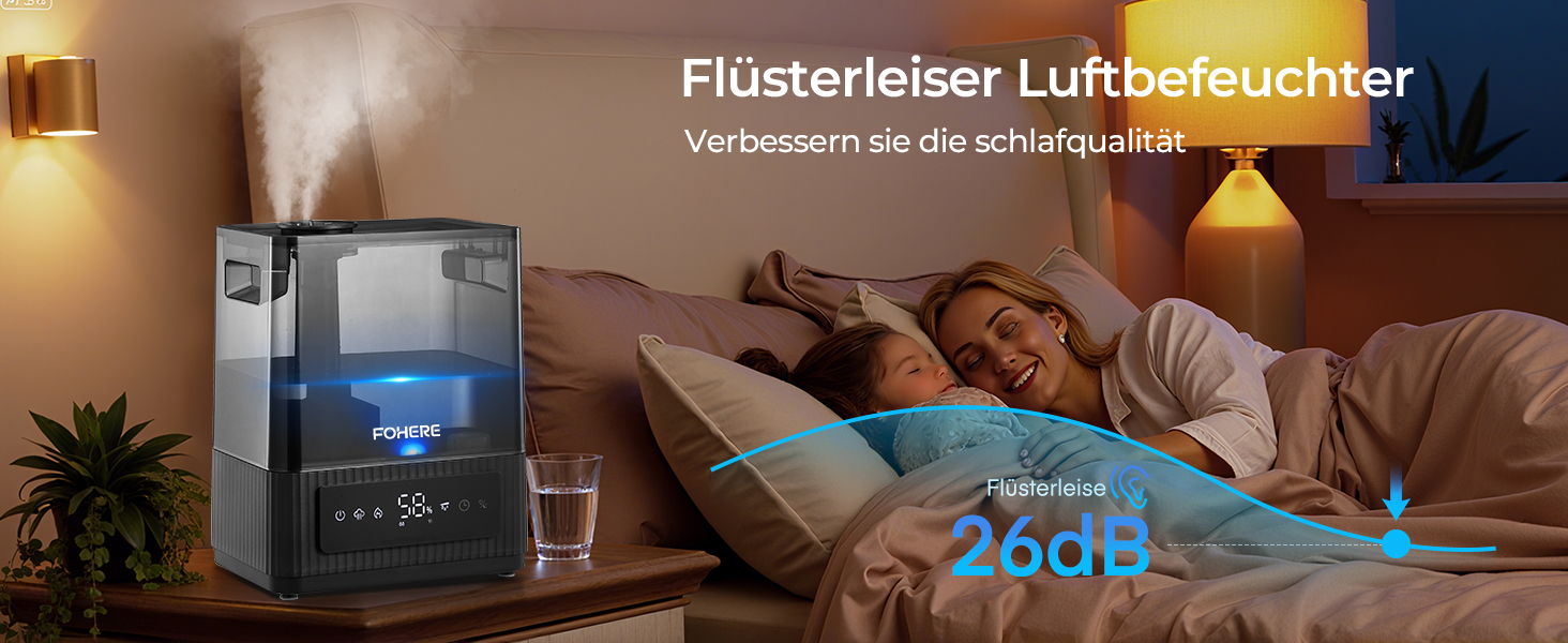 Зволожувач повітря 6L для великих приміщень, холодний туман, тихий, з аромадифузором, для дитячої кімнати, спальні, рослин, 60 год роботи, точний датчик вологості, верхнє заповнення
