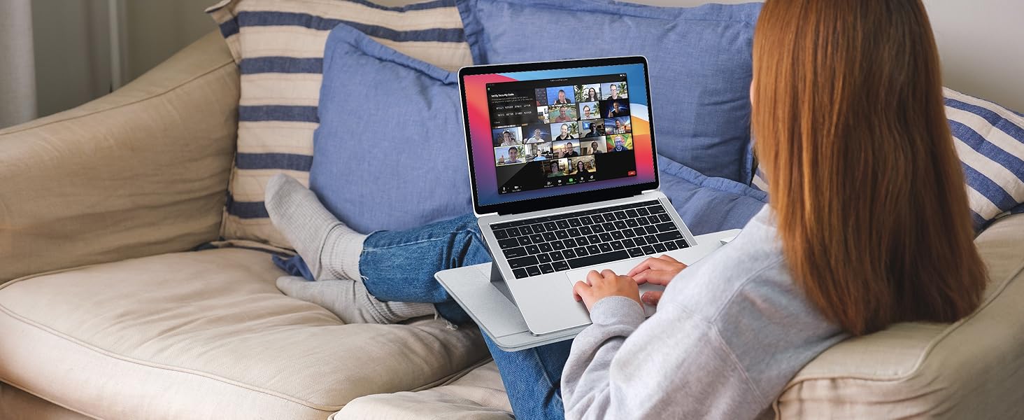 Зручний лапдеск для ноутбука AboveTEK – ергономічний підставка з антиковзким покриттям, захистом від нагріву, вбудованим ковриком для миші, портативна для ліжка, дивана, подорожей (сірий)