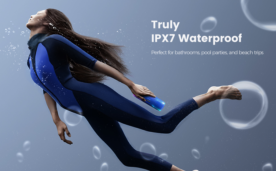 Bluetooth колонка AY портативна водонепроникна IPX7 з підсвіткою, мікрофоном, стереопаруванням та акумулятором 24 год (Синя)