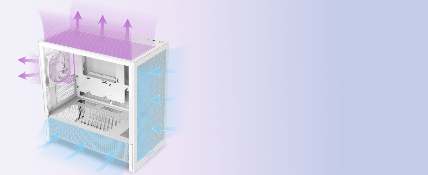 NZXT H3 Flow: Корпус для ПК Micro-ATX з оптимізованим повітряним потоком, 120мм вентилятор, підтримка Full-Size GPU, радіатори 280мм/240мм, чорний