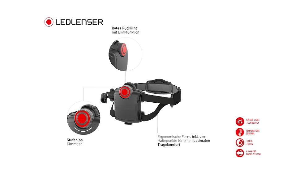 Ліхтар налобний Ledlenser H7 SE LED, 300 люмен, 160 м, фокус, заднє світло, батарейки та USB-кабель