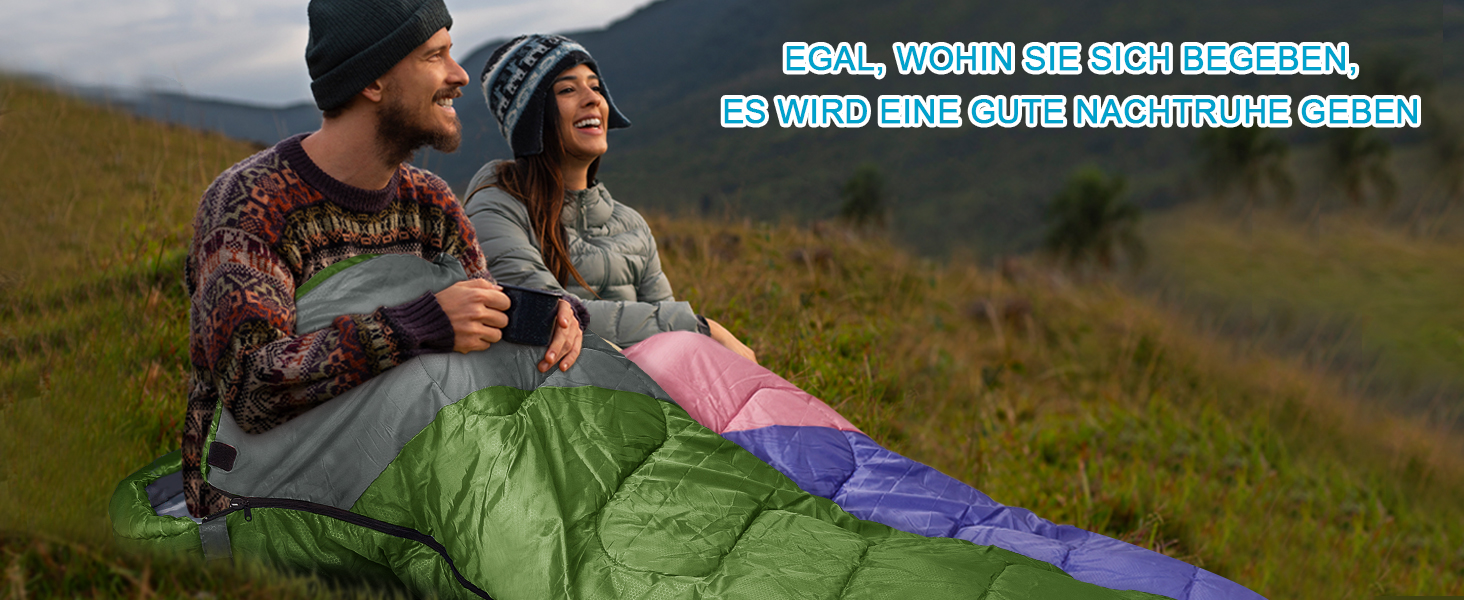 Yarmiene 3-4 Season Sleeping Bag - Warm & Rectangular for Adults & Kids - Outdoor, Camping & Hiking - Purple & Pink