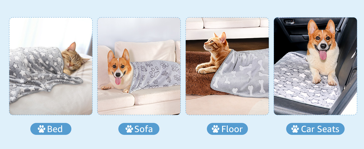 3 штуки флісові підстилки для собак - миючі, 104x76 см, сірі. Підстилки для собак, котів, цуценят. Захист диванів та ліжок.