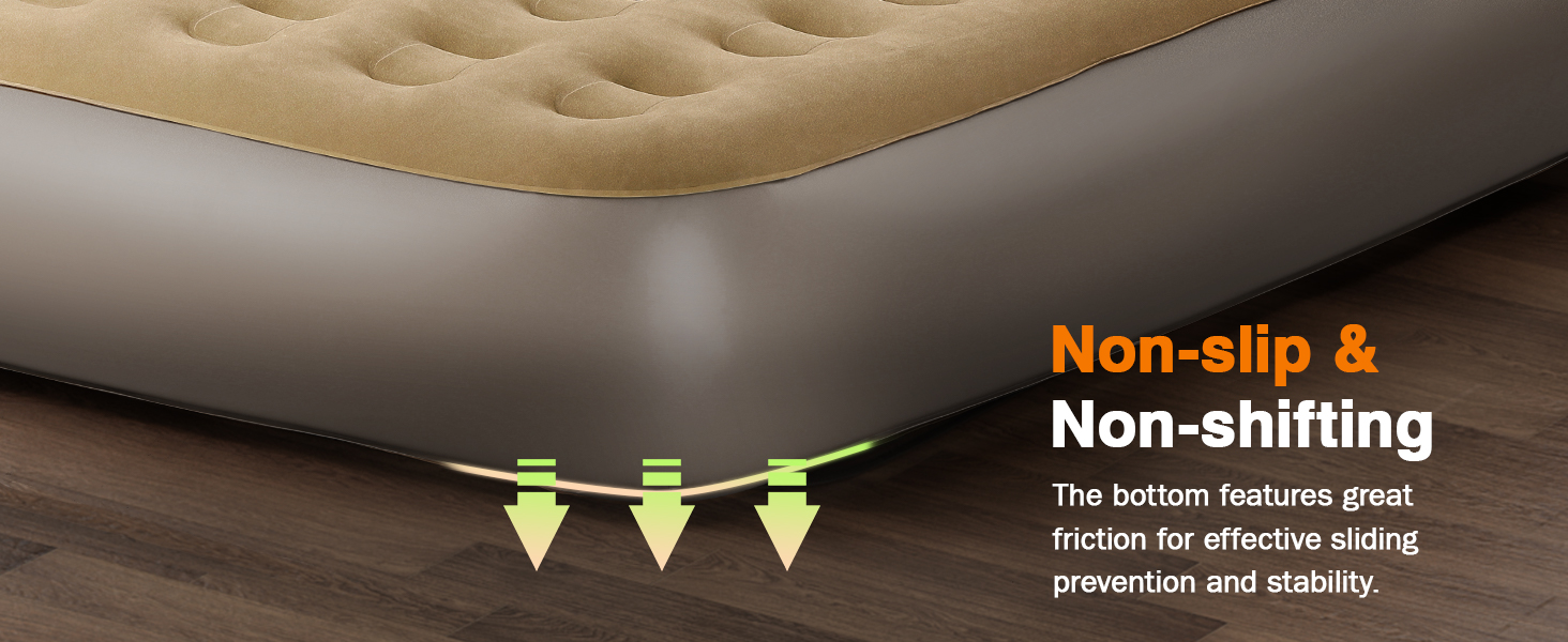 Надувне ліжко Lewondr на 2 особи з вбудованим насосом, комфортна повітряна матрац, самонадувна ліжко для кемпінгу, дому, гостей, подорожей (300 кг MAX), (203x152x33 см, Хакі)