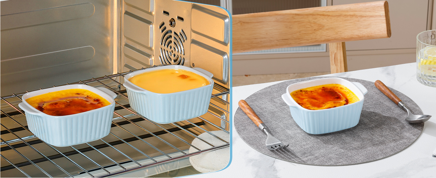 Набір форм для запікання NUTRIUPS 400мл, 4 шт., кераміка, 14.5 x 11.5 x 5.5 см, блакитний