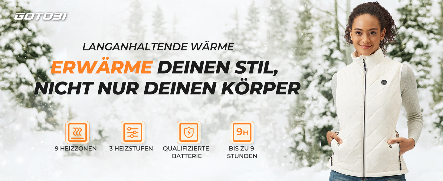 Жіночі грілки Heizwete з акумулятором 16000mAh 7,4V: 9 зон нагріву, 3 режими температури, для активного відпочинку та подорожей (білі)