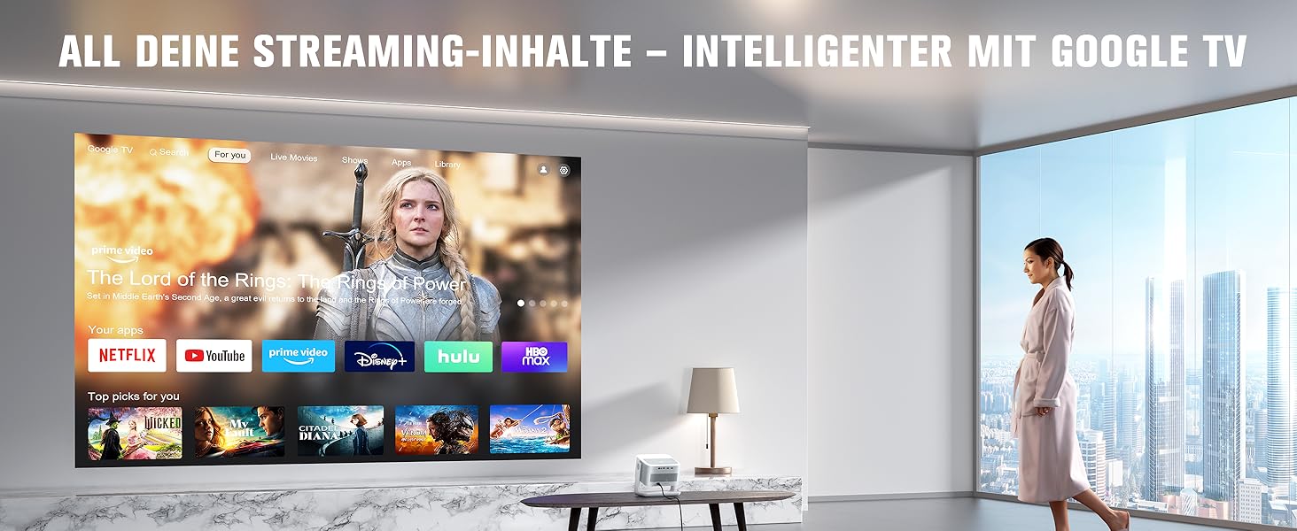 Портативний проєктор Mini Beamer: 1080P Full HD, 600ANSI, WiFi6, Bluetooth, 4K, Zoom 50%, 360° обертання, для домашнього кінотеатру, сумісний з телефоном