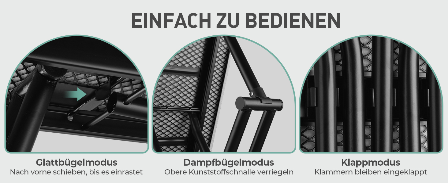 Прасувальна дошка LyriFine 2-в-1 для прасування з парою та звичайного прасування, стабільна, зелена