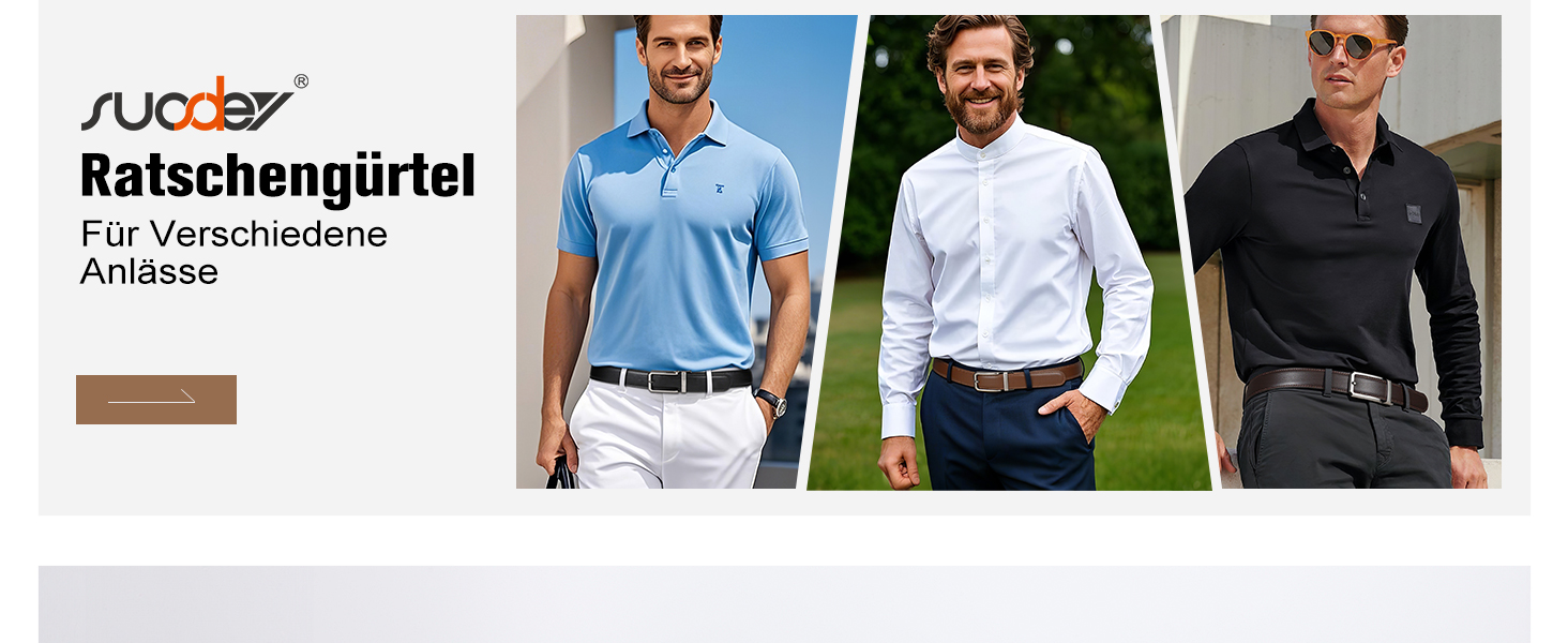 Чоловічий шкіряний ремінь Suosdey з автоматичною пряжкою, без отворів, ширина 30 мм, для ділових костюмів, джинсів та штанів, регульований, для талії 91-100 см