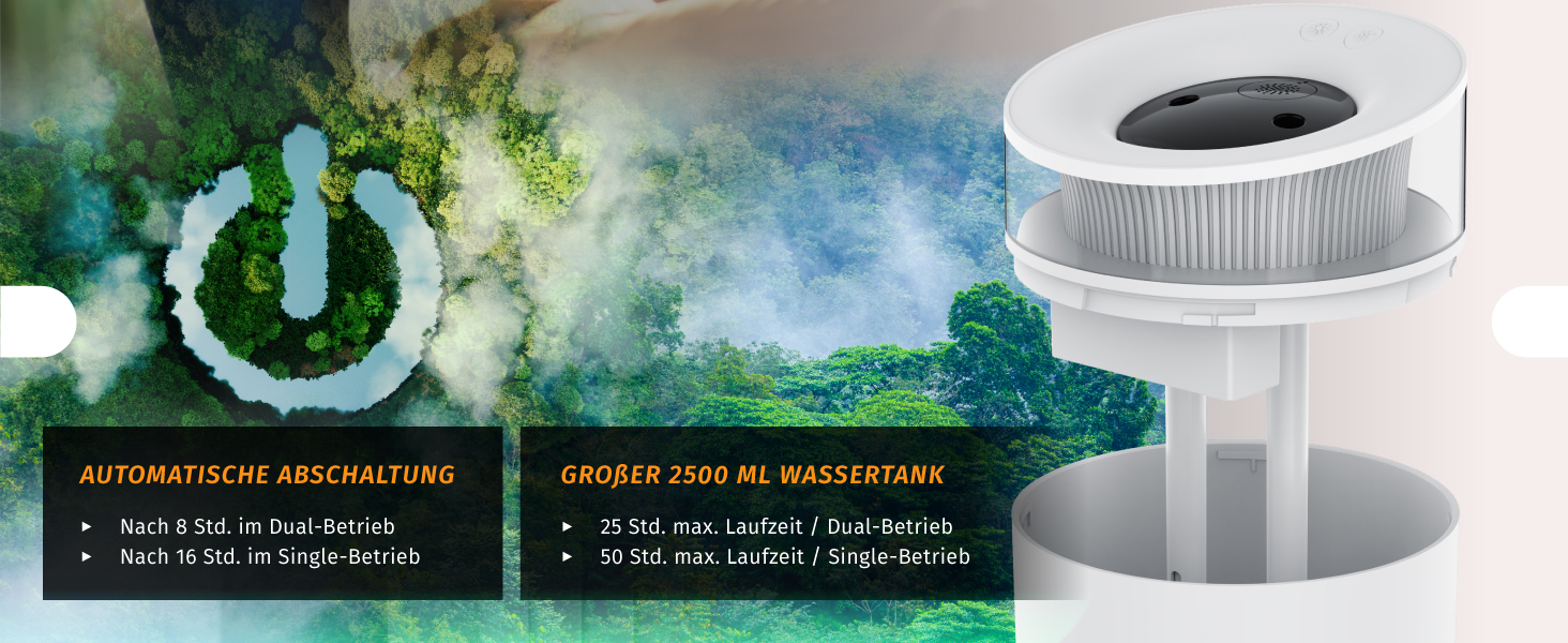 Зволожувач повітря 2,5 л тихий - 7 LED кольорів, 2 режими випуску пари, аромадифузор, для вітальні, дитячої кімнати, спальні - білий