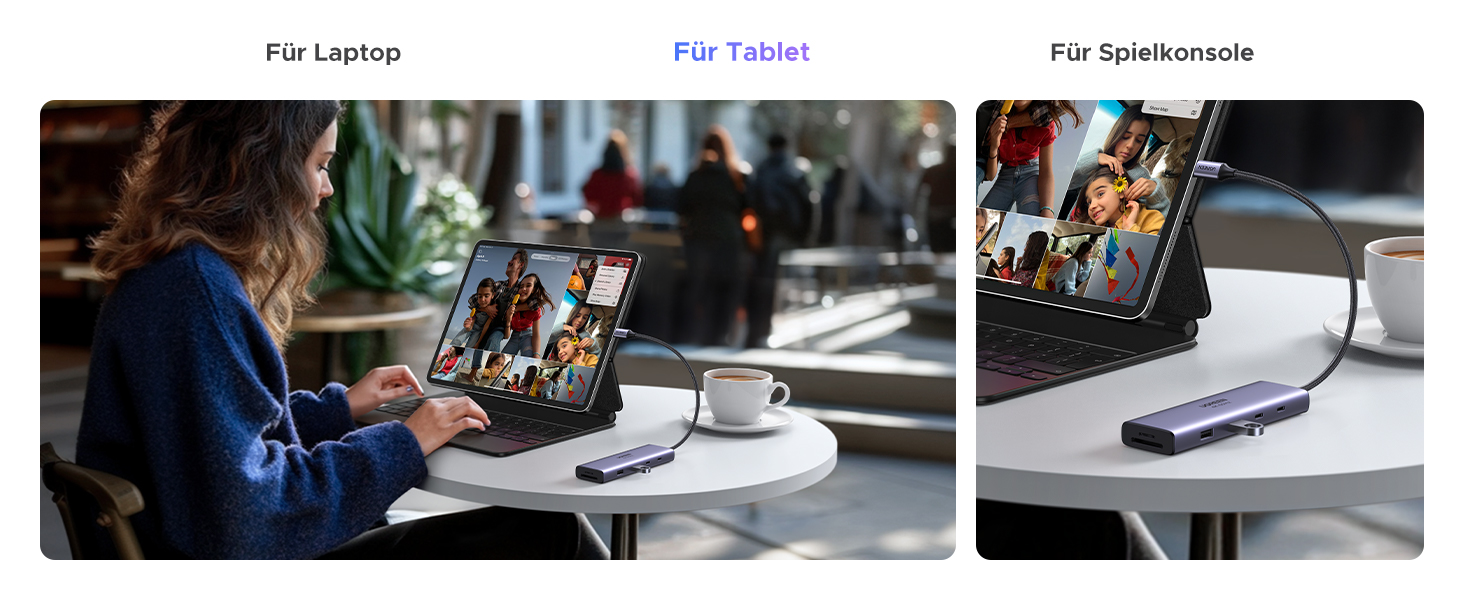 Хаб UGREEN Revodok 109 USB-C з HDMI 4K 60Hz, PD 100W, Gigabit Ethernet, SD/TF, 2xUSB-C, 2xUSB-A - сумісний з iPhone, MacBook, iPad, Surface, Galaxy