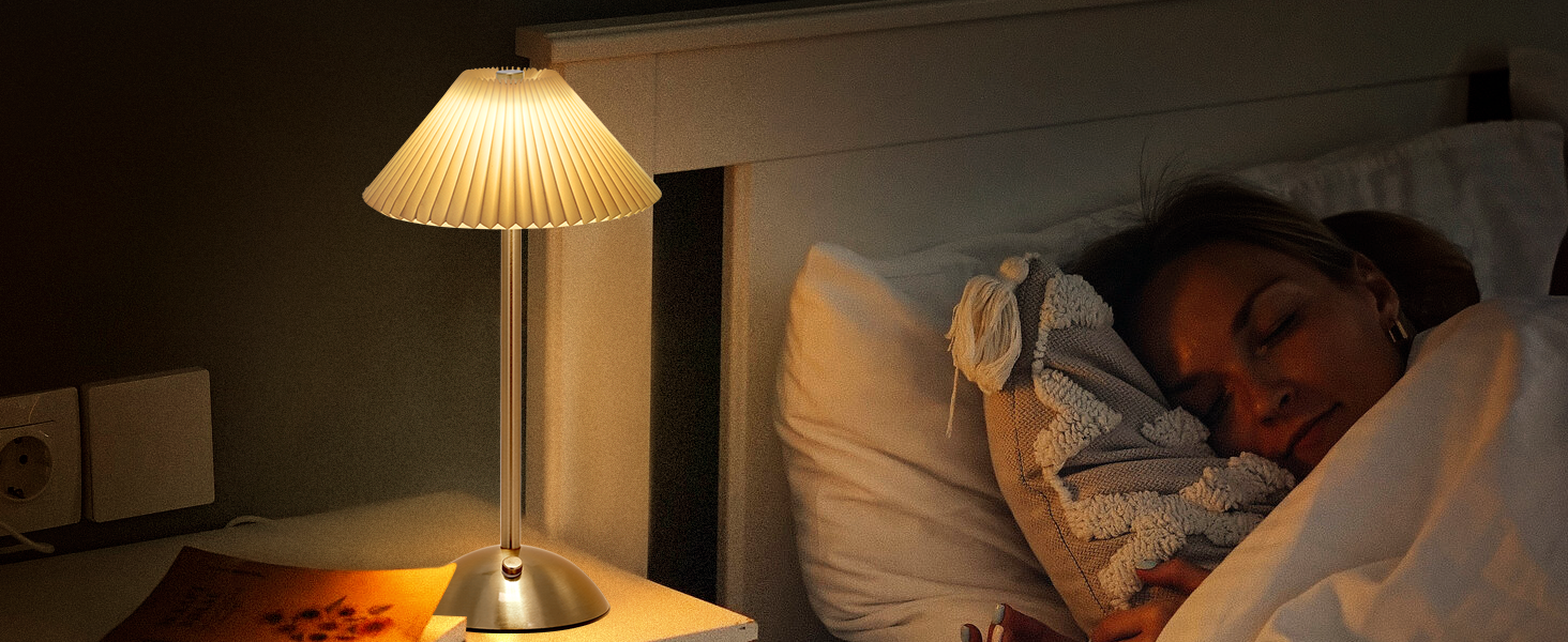 Світлодіодна настільна лампа Starnearby бездротова, з сенсорним димером, акумуляторна, 3 режими світла, вінтажний дизайн, металева, для спальні, офісу, тумбочки (Бежева + Коричнева основа)