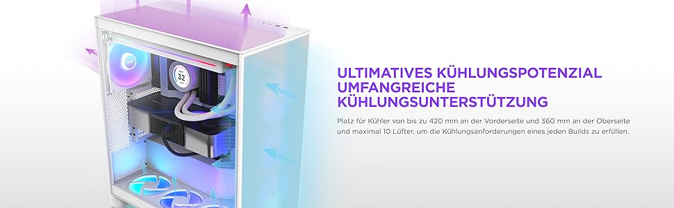 Корпус NZXT H7 Flow: Mid-Tower з покращеною вентиляцією | Чорний | Підтримка 3 x 120мм вентиляторів для GPU | 3 x 120мм фронтальні вентилятори | 420мм радіатор