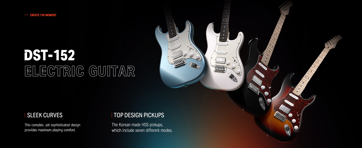 Електрогітара Donner 39 дюймів з кленовим гриф, комплект з підсилювачем, чохлом, каподастром, ременем, струнами, тюнером, кабелем та медіатором (білий)