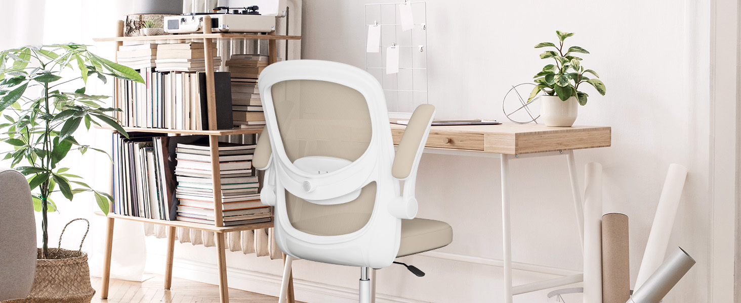 Офісний стіл ергономічний, комп'ютерний стілець з 4D поперековою підтримкою, регульовані підлокітники, сітчаста спинка, відповідає EN12520, сірий бежевий