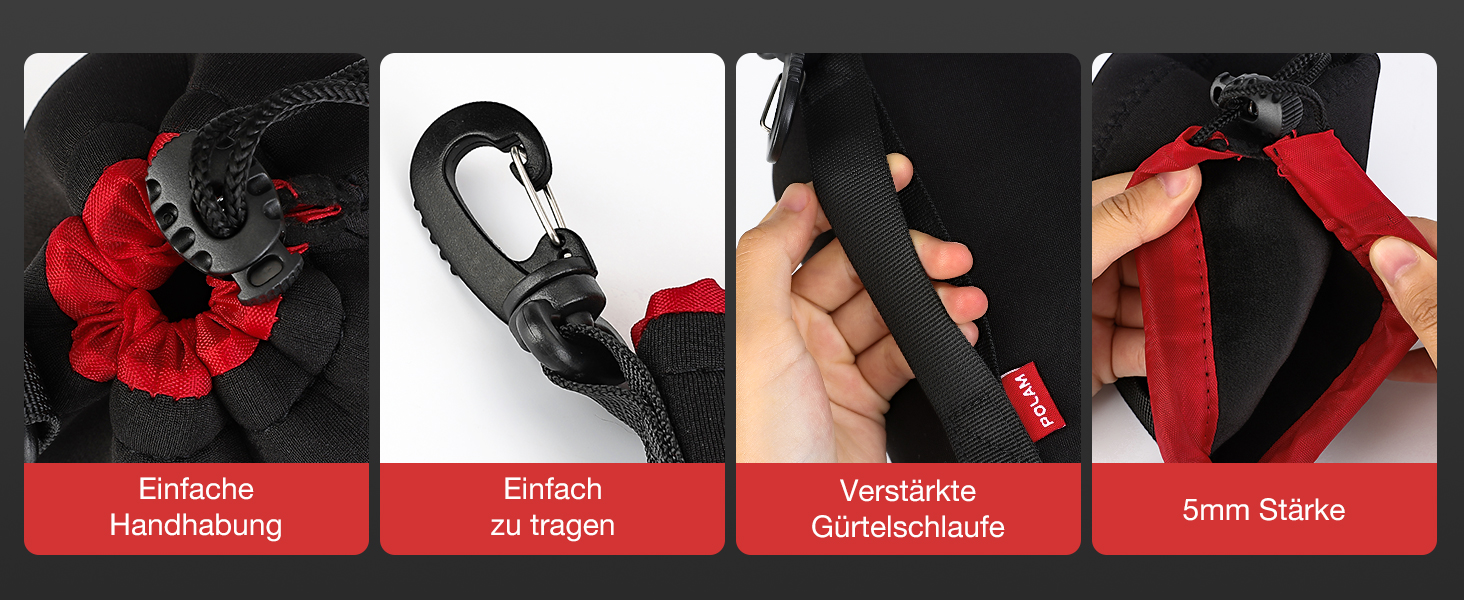 Набір чохлів для об'єктивів з неопрену, 4 розміри, для Canon, Nikon, Tamron, Sigma, Pentax, чорний/червоний