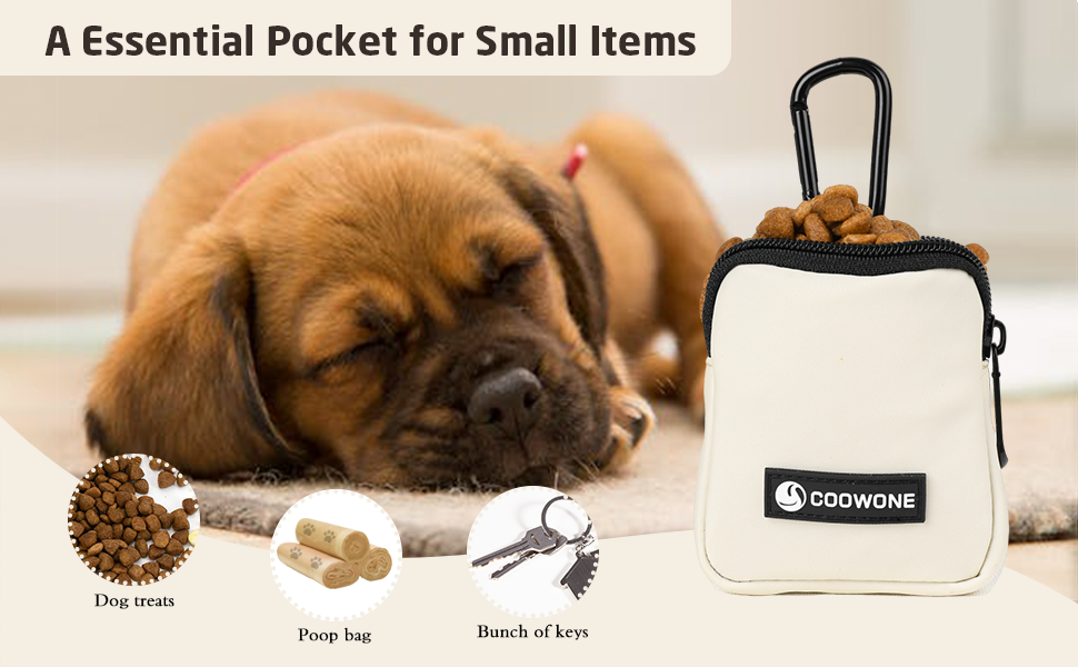 Сумка для ласощів для собак COOWONE з кликером, водонепроникна, з тримачем для пакетів, чорно-бежева