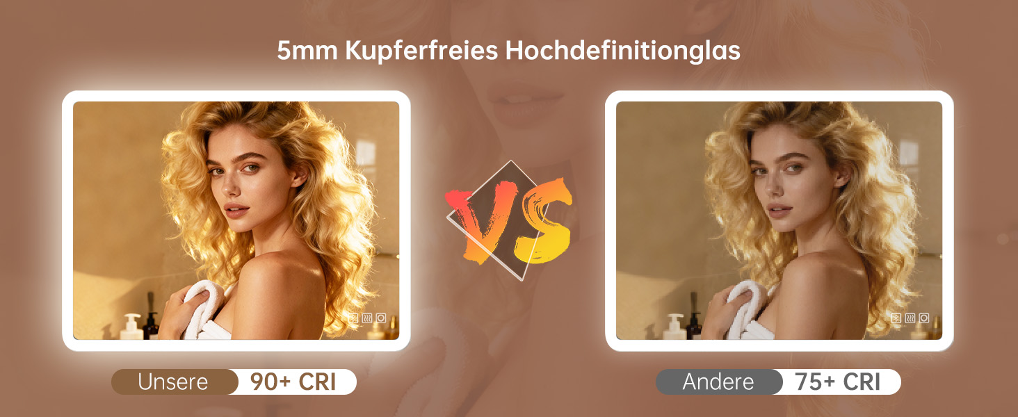 MIQU LED дзеркало для ванної кімнати з підсвічуванням 60x50 см, велике дзеркало для ванної кімнати з сенсорним регулюванням, тепле/біле світло, антизапар, настінне дзеркало для ванної кімнати, туалету, коридору, прямокутне з округлими кутами (3 кольори світла + Bluetooth + розетка, 60L x 80B см)