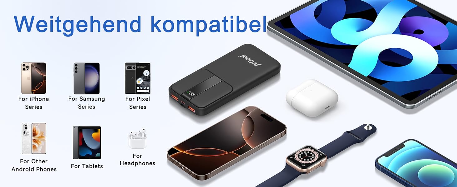 Power Bank JVGoal 10000 mAh USB-C PD 18W з LCD-дисплеєм для iPhone, Nintendo Switch, Tablets