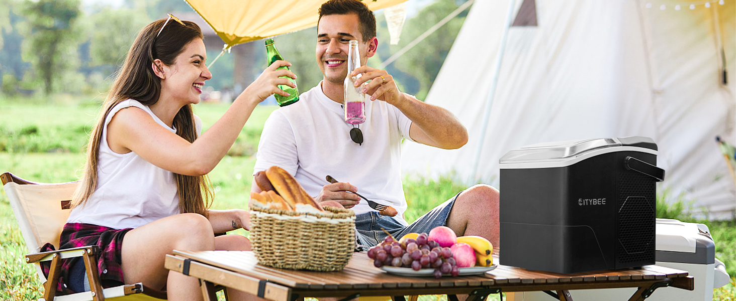 Машина для приготування кубиків льоду Klein - 2 розміри, 9 кубиків за 6 хвилин, портативна, для офісу, кемпінгу та вечірок (чорний)