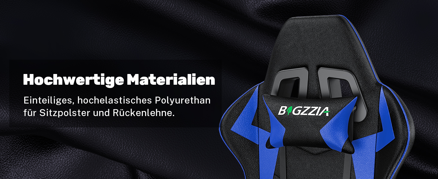 Геймерське крісло Racingreat Ergonomic: регульоване, з підголівником, PU-шкіра, для підлітків та дорослих, блакитне