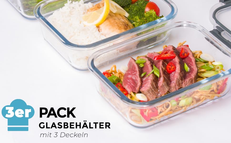 Набір контейнерів для їжі Igluu Meal Prep (5 шт.) – 1050 мл, Borosilikatglas, BPA-free, для мікрохвильовки, духовки, морозильника, посудомийної машини, витікання неможливе