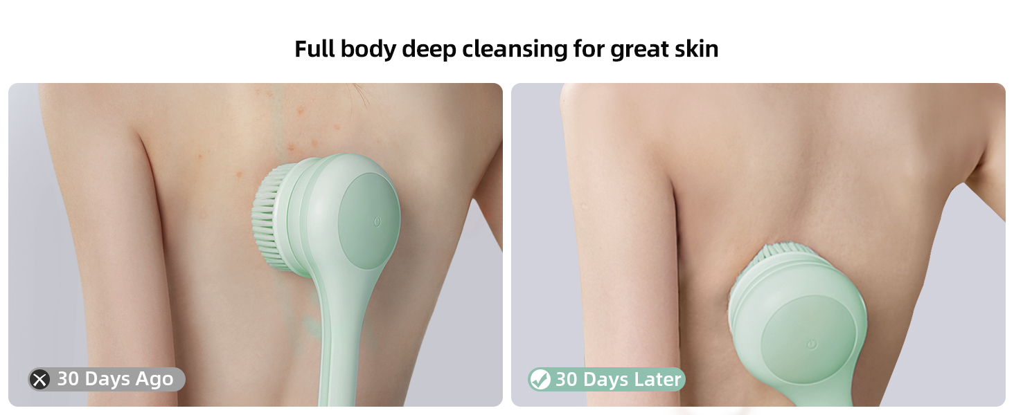 Електрична щітка для спини Gentle Exfoliating, для глибокого очищення, з довгим ручним, для жінок, чоловіків, літніх людей, рожевого (блідо-зеленого) кольору