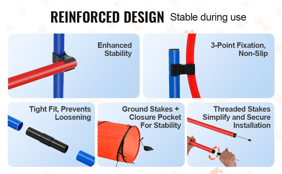 Набір для аджиліті для собак VEVOR: 5 елементів (перешкоди, тунель, кільце, коробка відпочинку, свисток, миска)